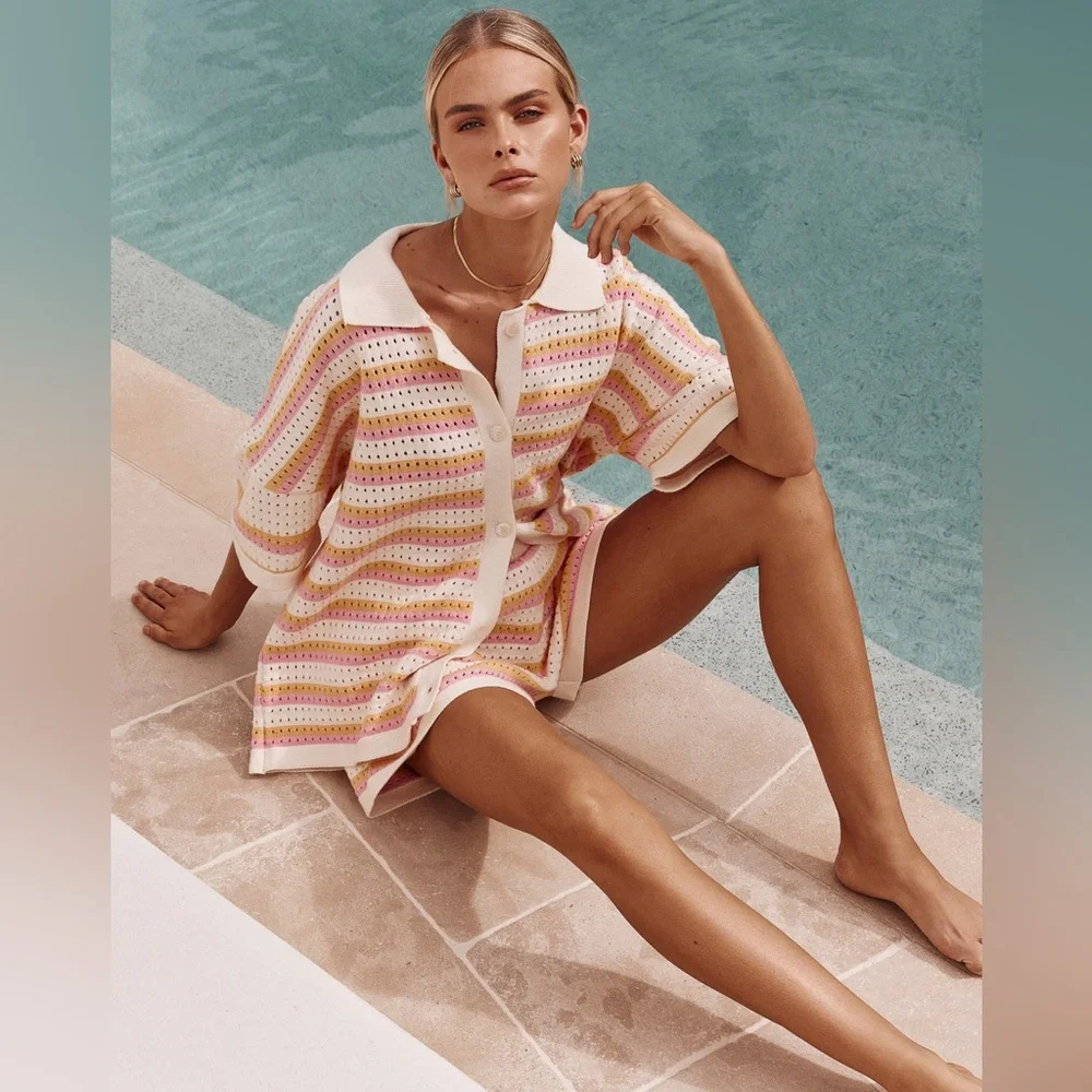 New Runway Scout Harmony Knit Set 2.0 shorts shirt matching cream sold out comfy - Picture 2 of 10